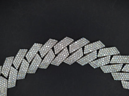 22.5mm Moissanite Cuban Link Chain, VVS1 Prong Set Iced Out Necklace, Solid 925 Sterling Silver, Hip Hop Bling Jewelry for Men, Custom Chain