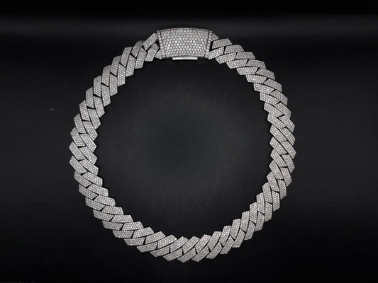 22.5mm Moissanite Cuban Link Chain, VVS1 Prong Set Iced Out Necklace, Solid 925 Sterling Silver, Hip Hop Bling Jewelry for Men, Custom Chain