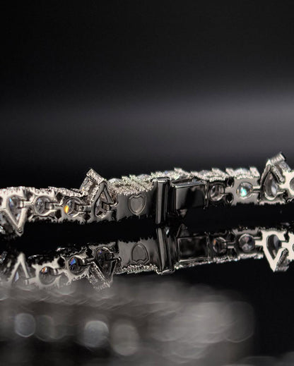 Iced Out Moissanite Tennis Necklace in 925 Silver – VVS1 Pear & Round Cuts | 16"-30" | Passes Diamond Tester | Hip Hop Jewelry