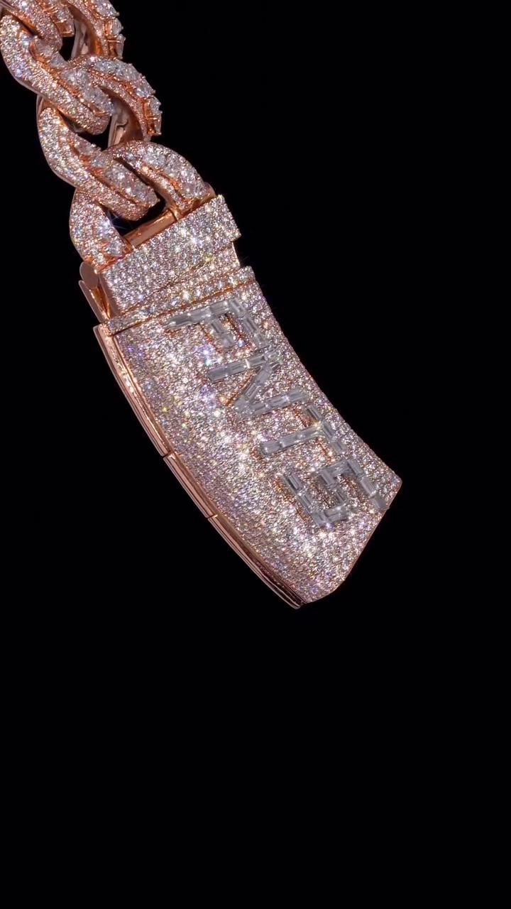 25mm Designer Miami Cuban Link Chain, Multi-Shaped VS1 Diamonds, Custom Lock, Iced Out Custom Hip Hop Necklace