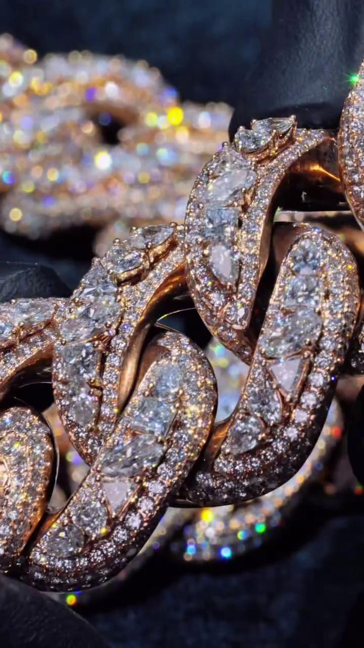 25mm Designer Miami Cuban Link Chain, Multi-Shaped VS1 Diamonds, Custom Lock, Iced Out Custom Hip Hop Necklace