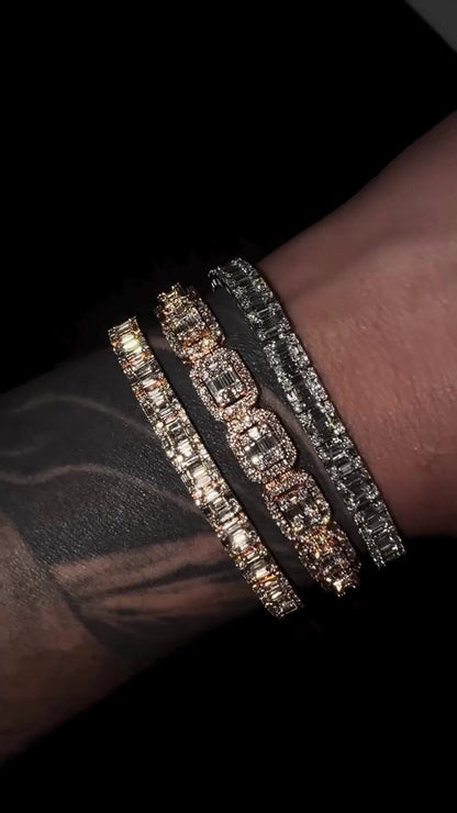 VVS Moissanite Diamond Bracelet – Baguette Cut, VVS1 Quality, 925 Sterling Silver, Passes Diamond Tester, Fancy Heavy Men's/Women's Jewelry