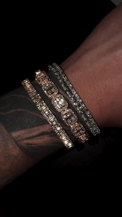 VVS Moissanite Diamond Bracelet – Baguette Cut, VVS1 Quality, 925 Sterling Silver, Passes Diamond Tester, Fancy Heavy Men's/Women's Jewelry