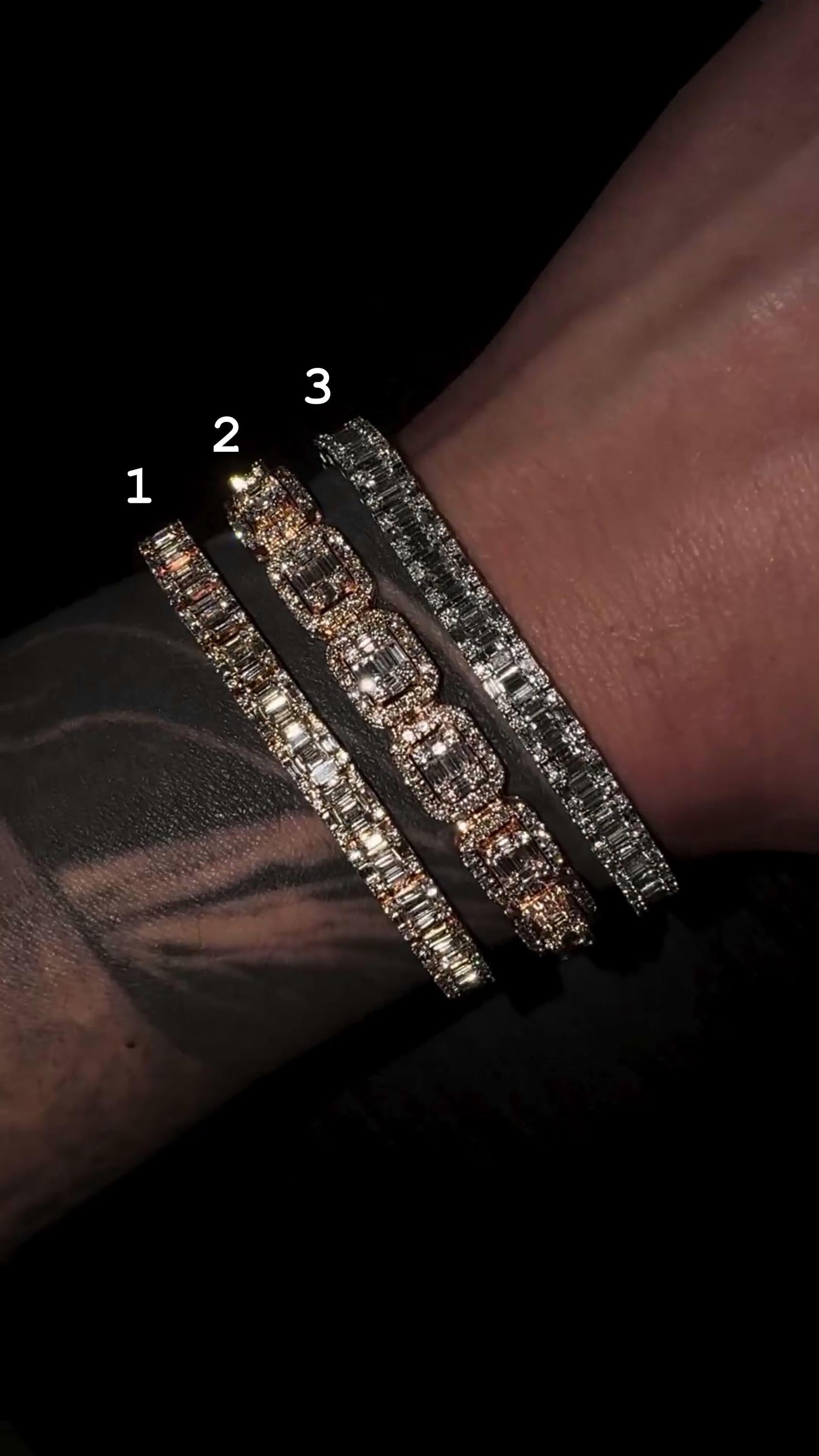 VVS Moissanite Diamond Bracelet – Baguette Cut, VVS1 Quality, 925 Sterling Silver, Passes Diamond Tester, Fancy Heavy Men's/Women's Jewelry