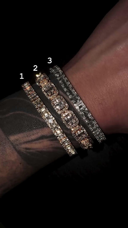 VVS Moissanite Diamond Bracelet – Baguette Cut, VVS1 Quality, 925 Sterling Silver, Passes Diamond Tester, Fancy Heavy Men's/Women's Jewelry