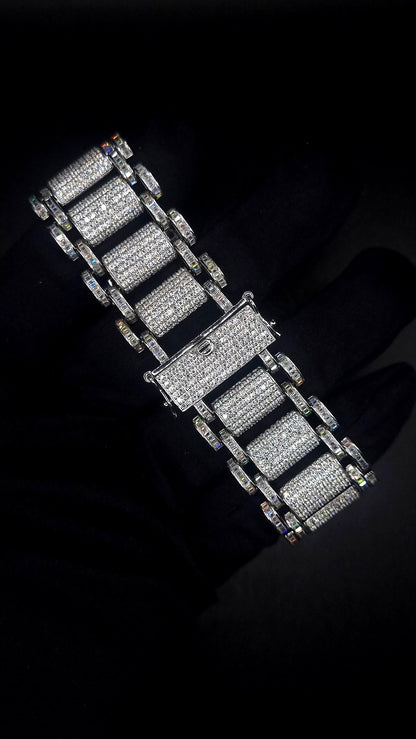 26mm VVS Moissanite Bracelet in Solid 10K Gold | Heavy Custom Link | 925 Silver Option | White, Yellow, Rose Tone | 7-9 Inch