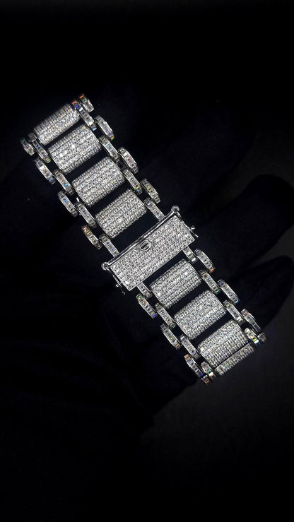 26mm VVS Moissanite Bracelet in Solid 10K Gold | Heavy Custom Link | 925 Silver Option | White, Yellow, Rose Tone | 7-9 Inch