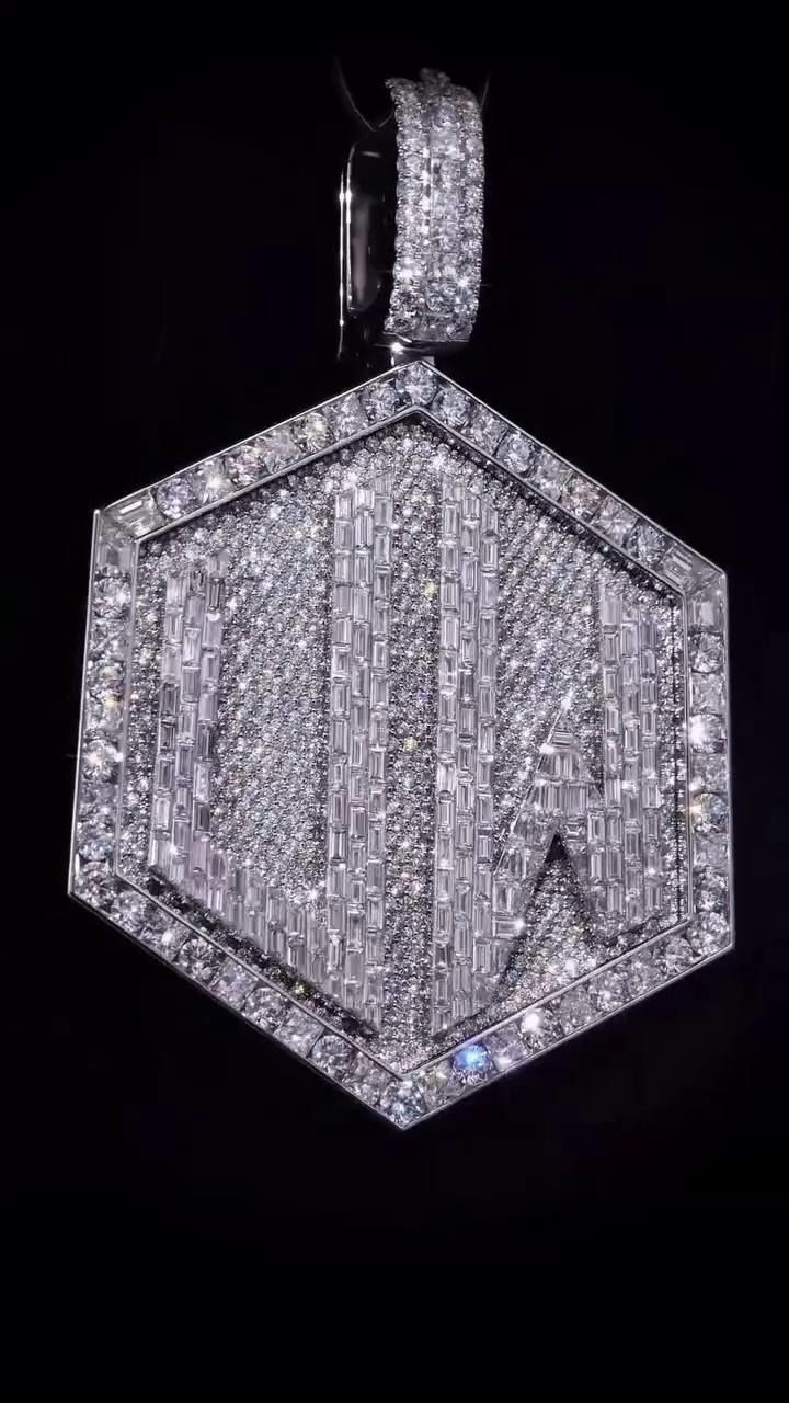 Custom made Iced Out Hip Hop Pendant | Chunky Moissanite pendant | 925 Silver / 10K Gold | Custom Handmade Moissanite Jewelry
