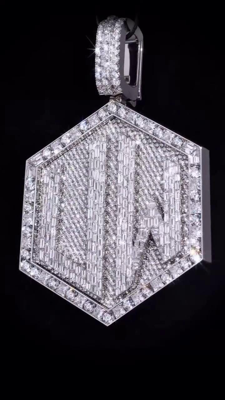 Custom made Iced Out Hip Hop Pendant | Chunky Moissanite pendant | 925 Silver / 10K Gold | Custom Handmade Moissanite Jewelry