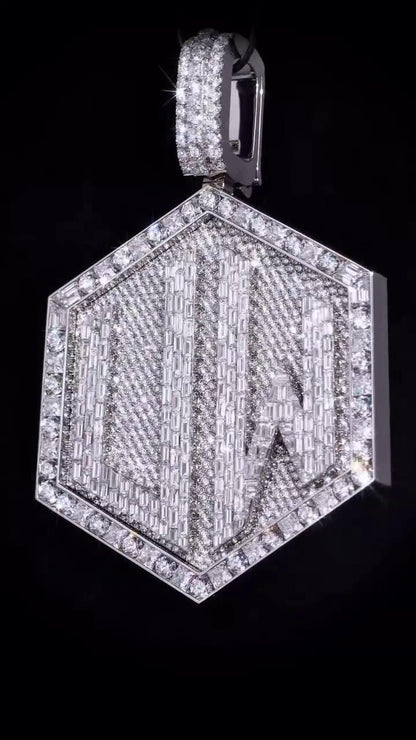 Custom made Iced Out Hip Hop Pendant | Chunky Moissanite pendant | 925 Silver / 10K Gold | Custom Handmade Moissanite Jewelry