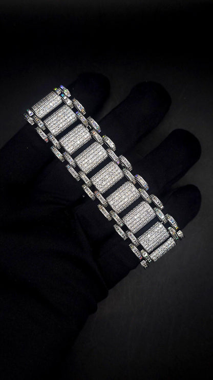 26mm VVS Moissanite Bracelet in Solid 10K Gold | Heavy Custom Link | 925 Silver Option | White, Yellow, Rose Tone | 7-9 Inch