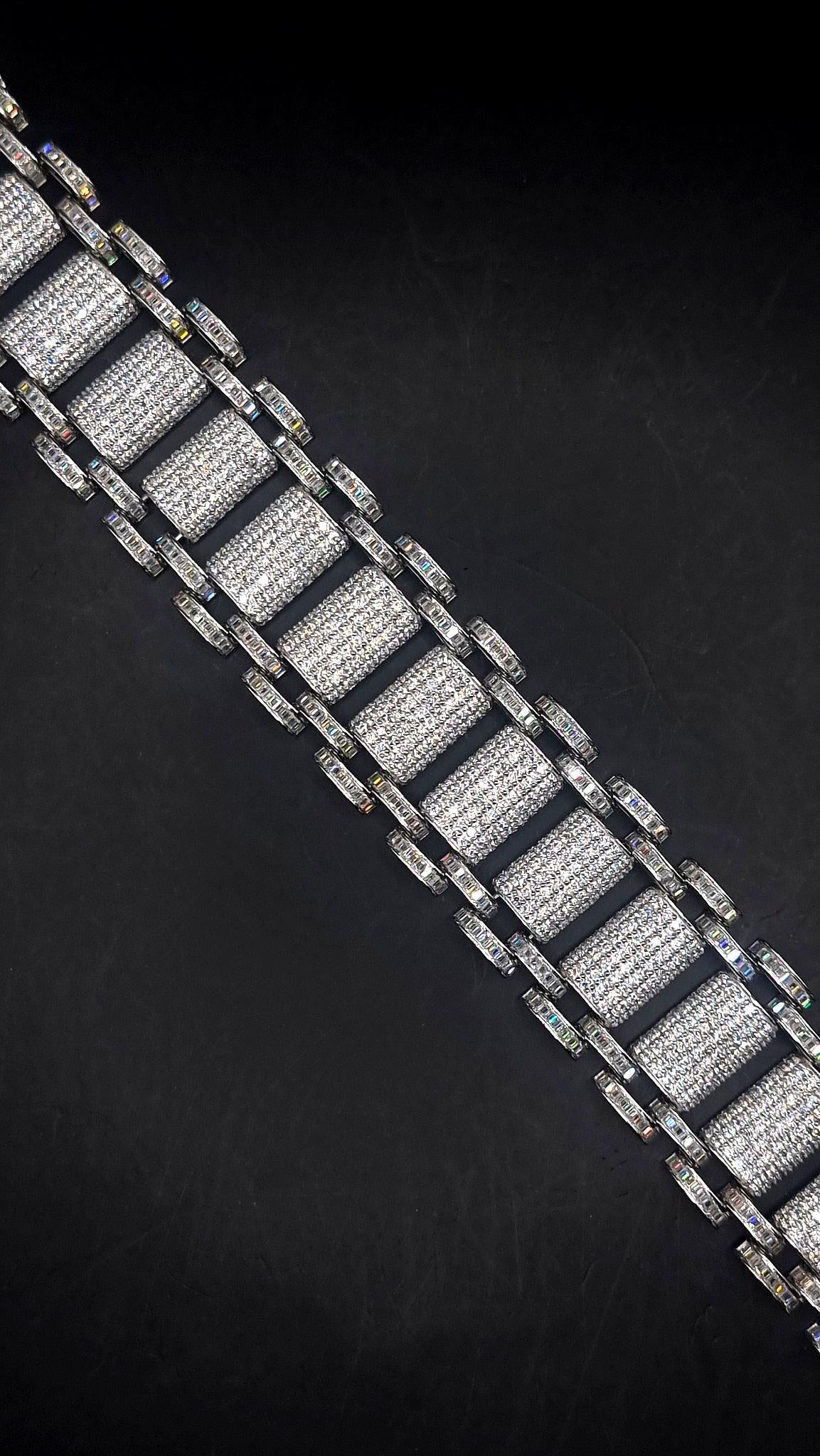 26mm VVS Moissanite Bracelet in Solid 10K Gold | Heavy Custom Link | 925 Silver Option | White, Yellow, Rose Tone | 7-9 Inch