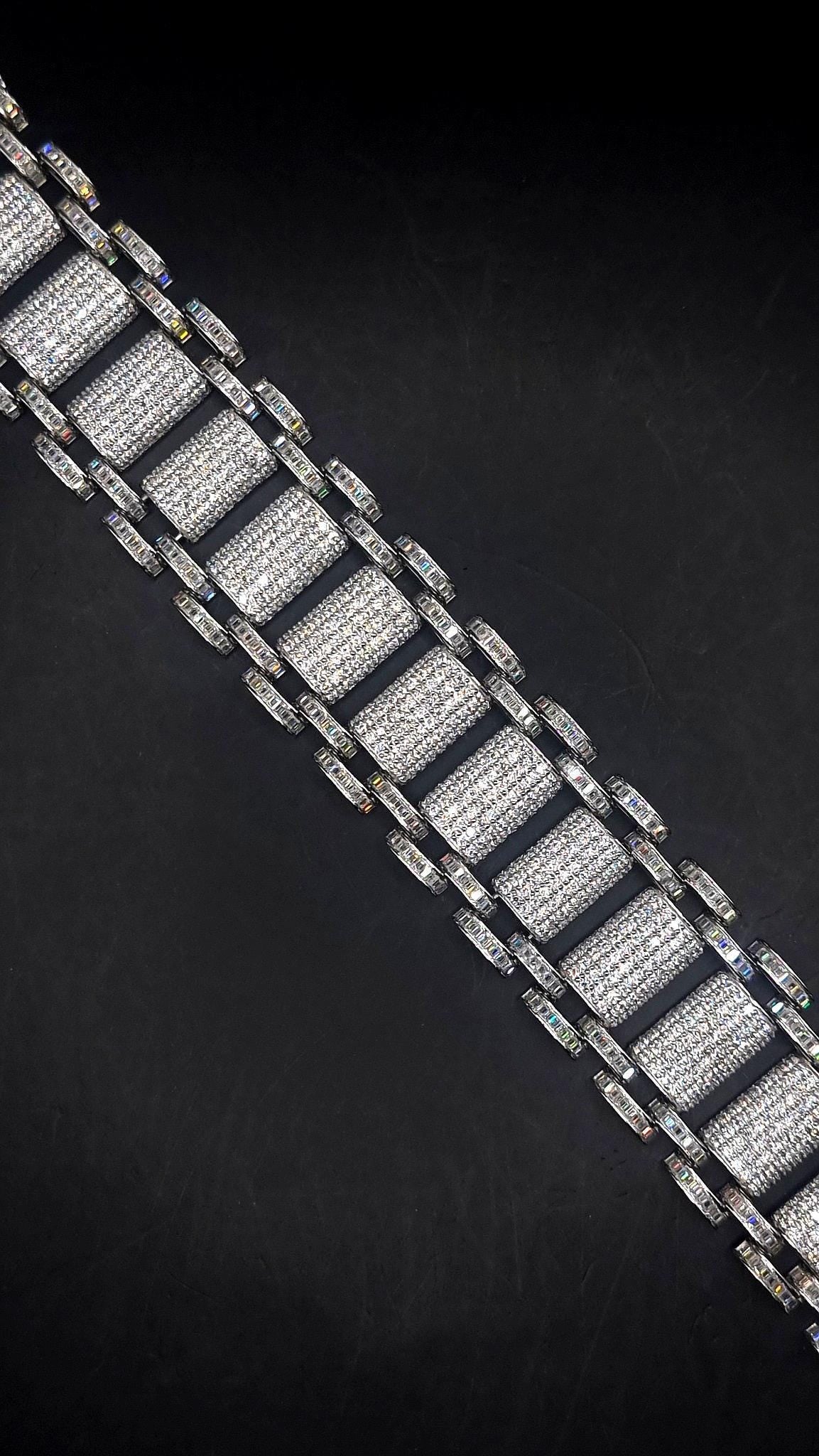 26mm VVS Moissanite Bracelet in Solid 10K Gold | Heavy Custom Link | 925 Silver Option | White, Yellow, Rose Tone | 7-9 Inch