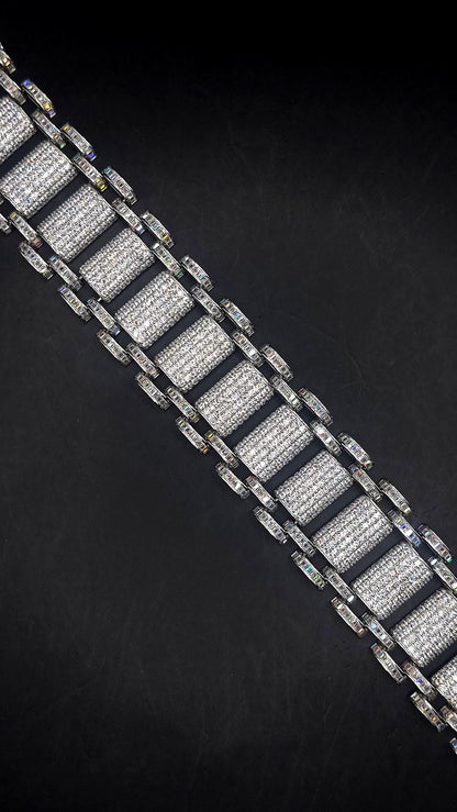 26mm VVS Moissanite Bracelet in Solid 10K Gold | Heavy Custom Link | 925 Silver Option | White, Yellow, Rose Tone | 7-9 Inch
