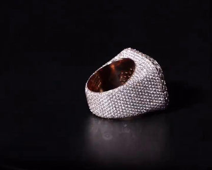 Mixed-Cut Moissanite Iced Out Ring | Rhodium Plated 925 Silver/10K Gold | CZ or VVS Diamonds | Custom Statement Pinky Ring