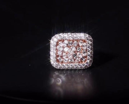 Mixed-Cut Moissanite Iced Out Ring | Rhodium Plated 925 Silver/10K Gold | CZ or VVS Diamonds | Custom Statement Pinky Ring