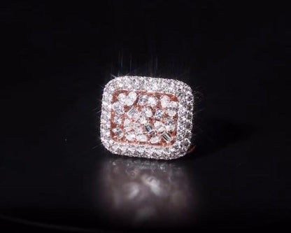 Mixed-Cut Moissanite Iced Out Ring | Rhodium Plated 925 Silver/10K Gold | CZ or VVS Diamonds | Custom Statement Pinky Ring