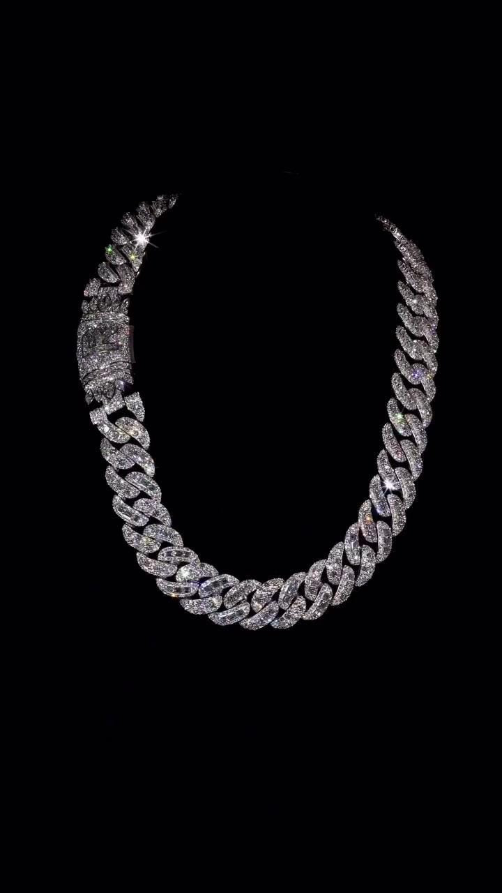 20mm VVS Moissanite Cuban Chain | Rhodium Plated 925 Silver | Round & Emerald Cut Iced Out Chain | Pass Diamond Tester | Hip Hop Jewelry