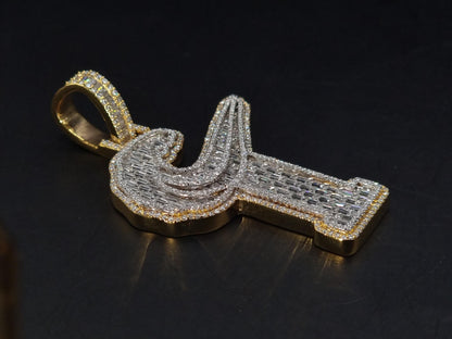 Emerald cut VVS1 Moissanite Layered Letter Pendant, Iced out Chunky Pendant, Custom Alphabet/Letter, 925 Sterling Silver/10k, HipHop Pendant