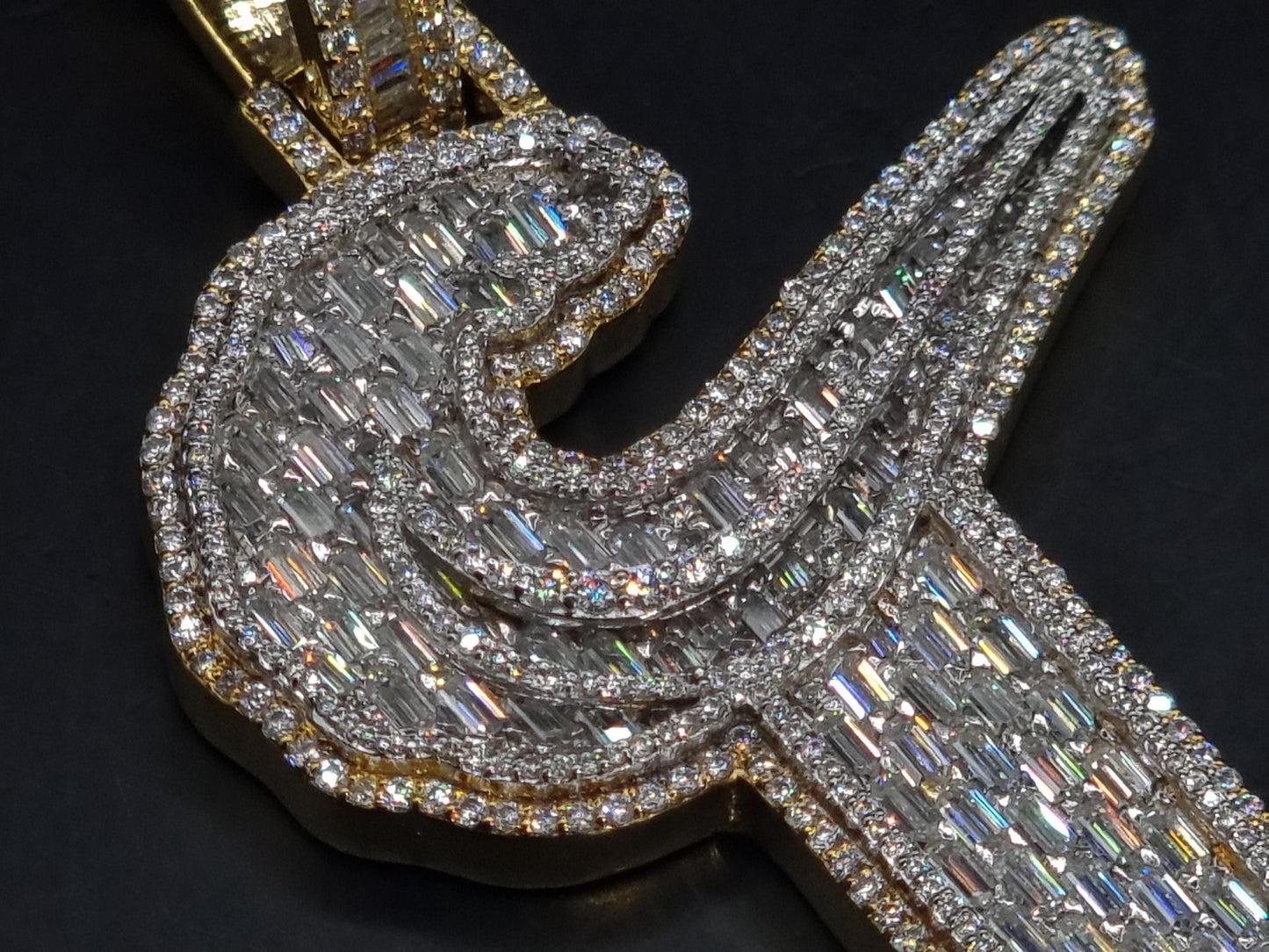 Emerald cut VVS1 Moissanite Layered Letter Pendant, Iced out Chunky Pendant, Custom Alphabet/Letter, 925 Sterling Silver/10k, HipHop Pendant