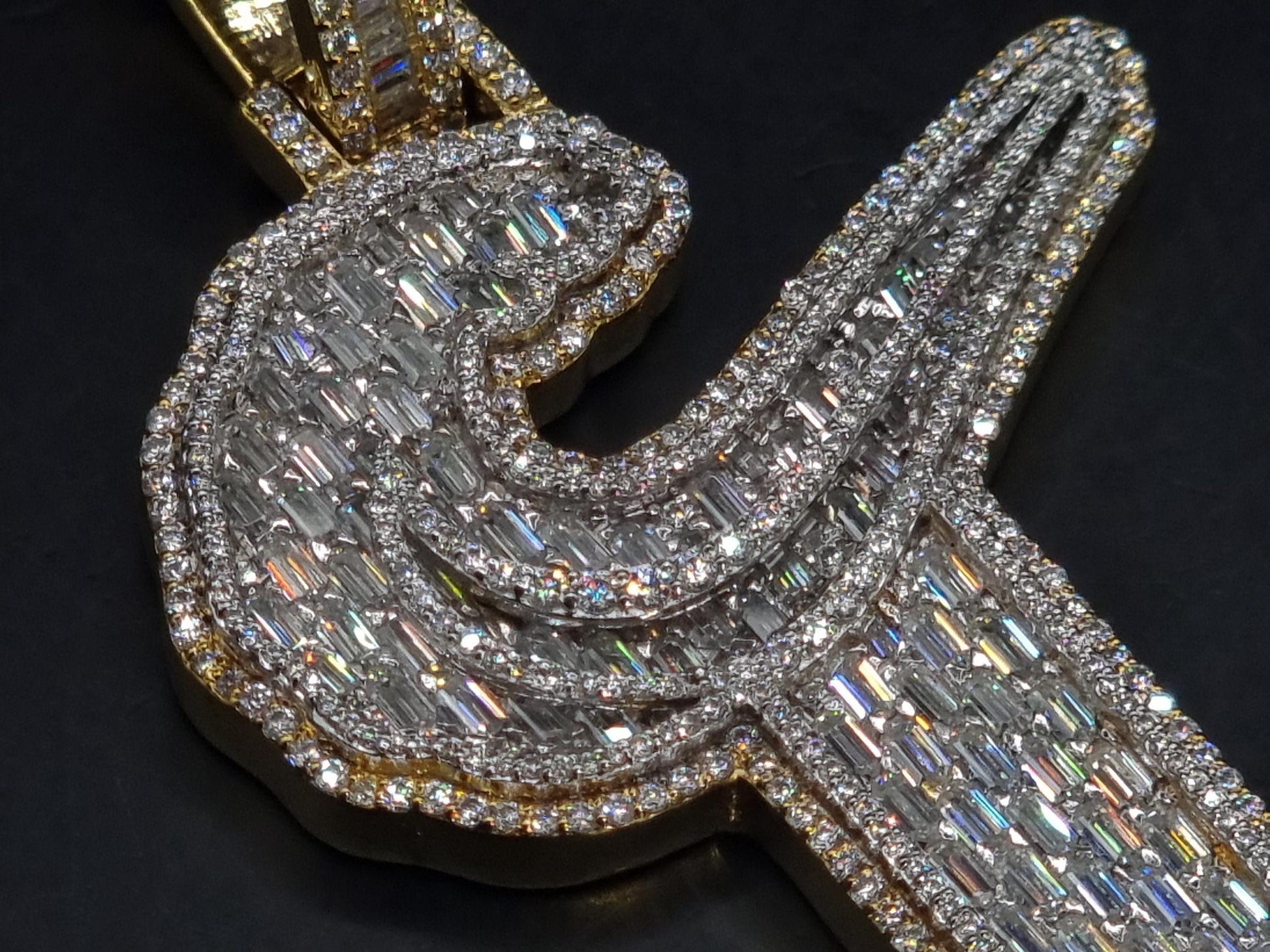 Emerald cut VVS1 Moissanite Layered Letter Pendant, Iced out Chunky Pendant, Custom Alphabet/Letter, 925 Sterling Silver/10k, HipHop Pendant