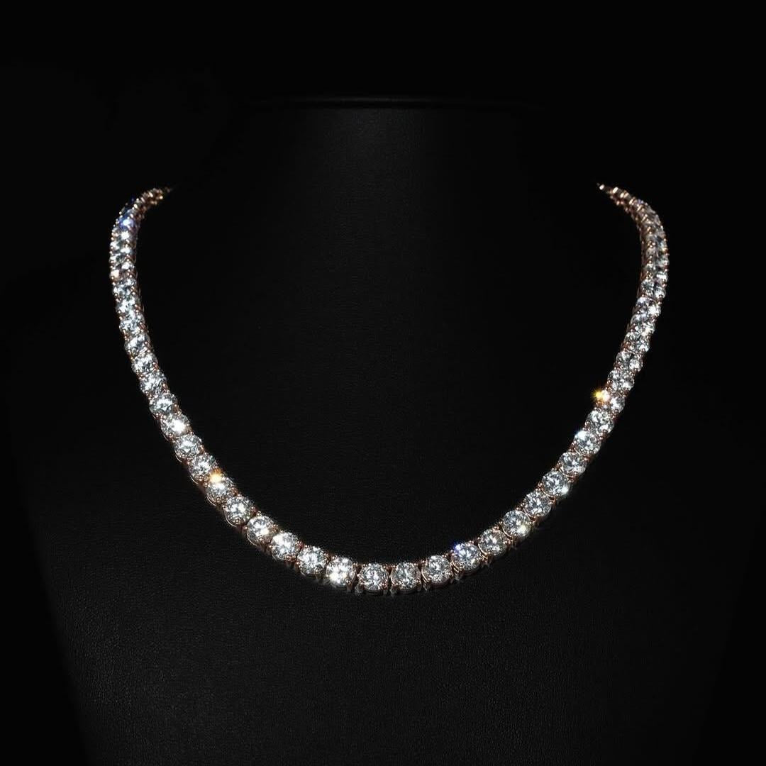 2-6mm VVS1 Moissanite sterling silver tennis chains and bracelets, Diamond tennis necklace, Iced out chain, Anniversary gift for him or her