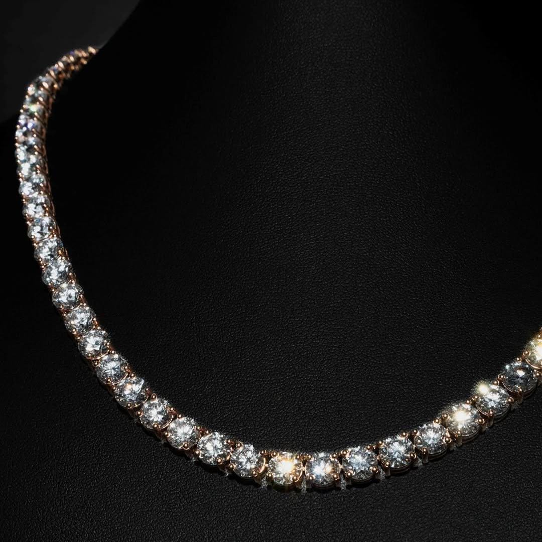2-6mm VVS1 Moissanite sterling silver tennis chains and bracelets, Diamond tennis necklace, Iced out chain, Anniversary gift for him or her