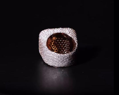 Mixed-Cut Moissanite Iced Out Ring | Rhodium Plated 925 Silver/10K Gold | CZ or VVS Diamonds | Custom Statement Pinky Ring