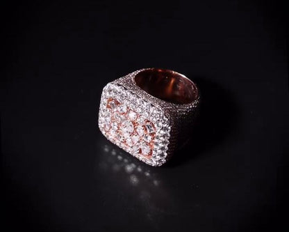 Mixed-Cut Moissanite Iced Out Ring | Rhodium Plated 925 Silver/10K Gold | CZ or VVS Diamonds | Custom Statement Pinky Ring