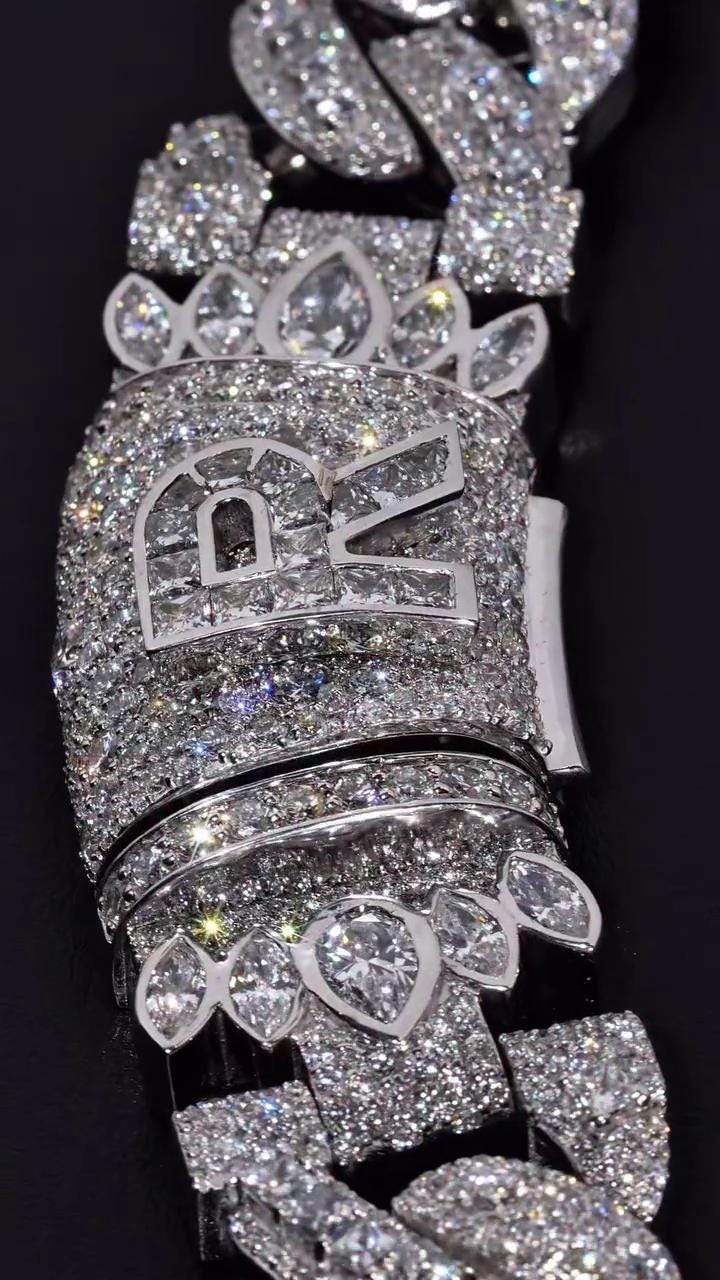 20mm VVS Moissanite Cuban Chain | Rhodium Plated 925 Silver | Round & Emerald Cut Iced Out Chain | Pass Diamond Tester | Hip Hop Jewelry