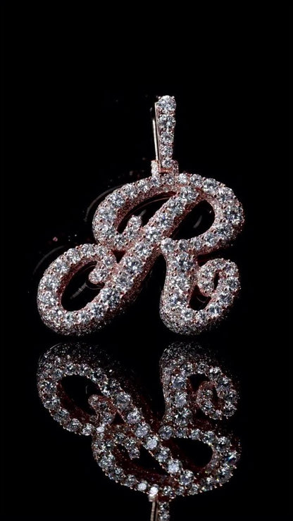 Lab Grown Diamond Initial Pendant Letter R in 925 Sterling Silver or 10K Gold, Rhodium Plated, Custom Letter Necklace Gift for Him/Her