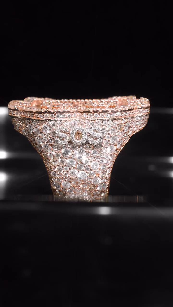 Iced Out Letter "B" Ring for Men in 925 Silver/10K Gold | Custom Hip Hop Initial Ring | Lab Diamond Hip Hop Ring