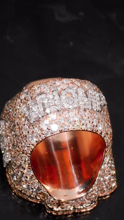 Iced Out Letter "B" Ring for Men in 925 Silver/10K Gold | Custom Hip Hop Initial Ring | Lab Diamond Hip Hop Ring