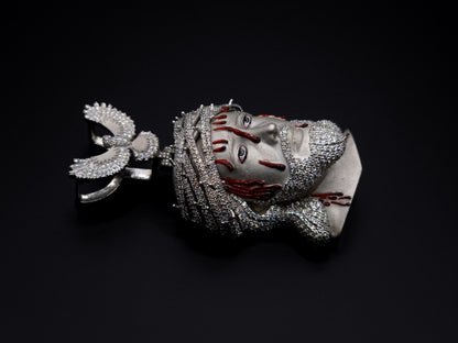 Bleeding Jesus Pendant with Bird Bail | 925 Silver/10K Gold | CZ, Moissanite, Lab Diamond | Hip Hop Bling Religious Necklace