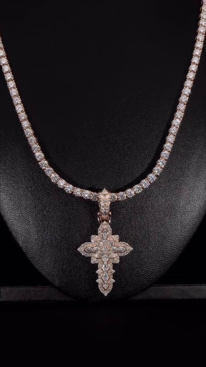 Large Iced Out Cross Pendant Necklace for Men & Women | 925 Silver/10K Gold | CZ, Moissanite, Lab Diamond | Hip Hop Religious Jewelry