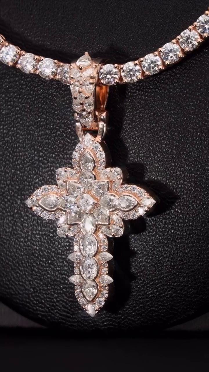 Large Iced Out Cross Pendant Necklace for Men & Women | 925 Silver/10K Gold | CZ, Moissanite, Lab Diamond | Hip Hop Religious Jewelry