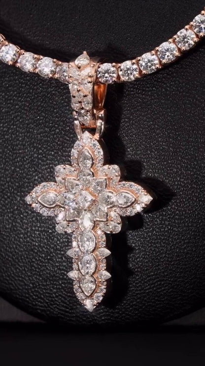 Large Iced Out Cross Pendant Necklace for Men & Women | 925 Silver/10K Gold | CZ, Moissanite, Lab Diamond | Hip Hop Religious Jewelry