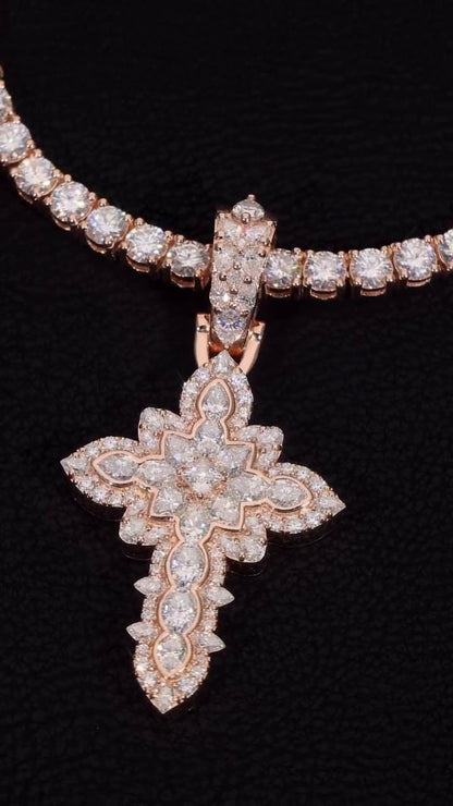 Large Iced Out Cross Pendant Necklace for Men & Women | 925 Silver/10K Gold | CZ, Moissanite, Lab Diamond | Hip Hop Religious Jewelry