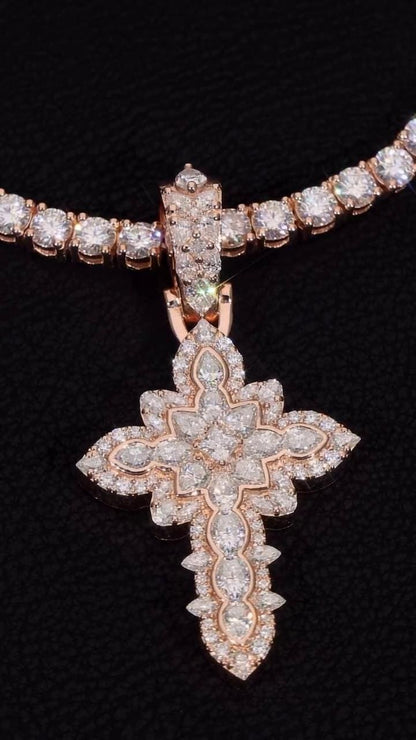 Large Iced Out Cross Pendant Necklace for Men & Women | 925 Silver/10K Gold | CZ, Moissanite, Lab Diamond | Hip Hop Religious Jewelry