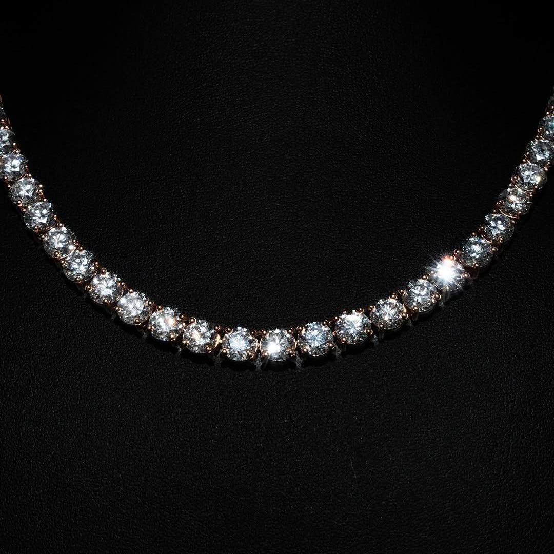 2-6mm VVS1 Moissanite sterling silver tennis chains and bracelets, Diamond tennis necklace, Iced out chain, Anniversary gift for him or her