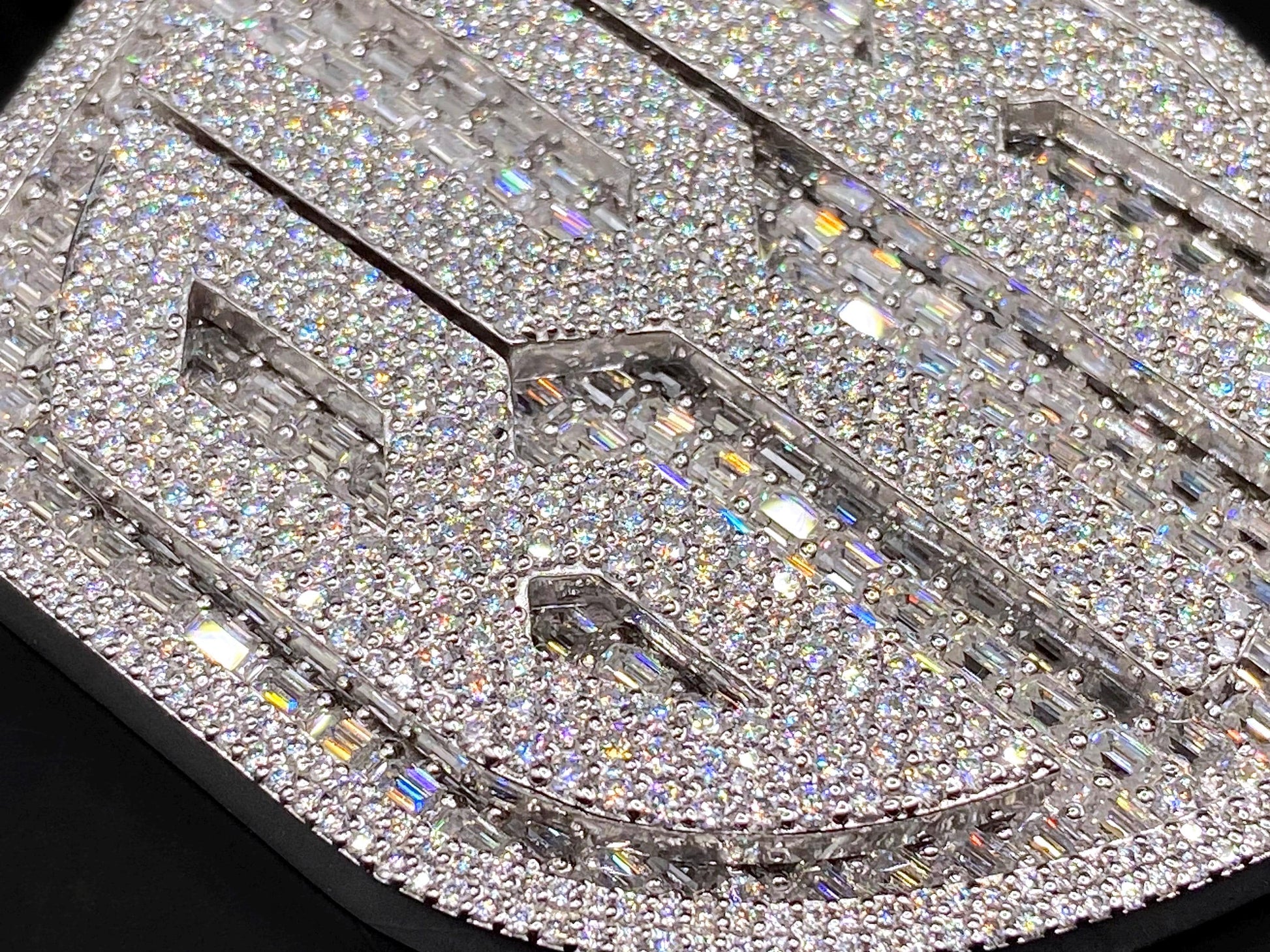 Custom Iced Out Lab Diamond Pendant – 2.5" Hip Hop Bling Jewelry | 925 Silver or 10K Gold | Baguette & Round | Passes Diamond Tester
