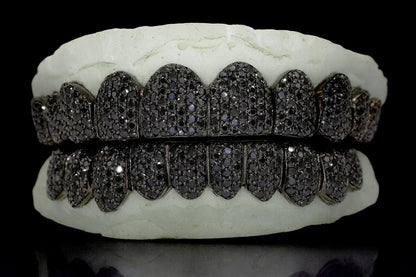 VVS Moissanite Grillz in 925 Sterling Silver, Black Moissanite Grillz, Diamond Tester Approved