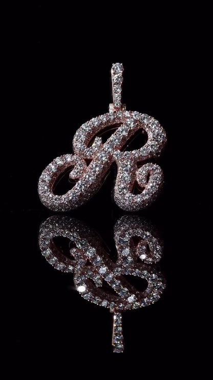 Lab Grown Diamond Initial Pendant Letter R in 925 Sterling Silver or 10K Gold, Rhodium Plated, Custom Letter Necklace Gift for Him/Her