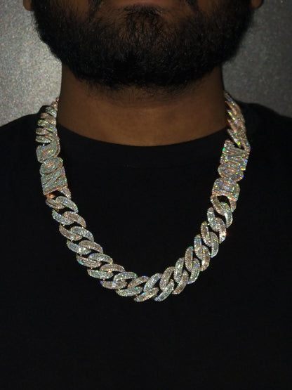 20mm VVS Moissanite Cuban Chain | Rhodium Plated 925 Silver | Round & Emerald Cut Iced Out Chain | Pass Diamond Tester | Hip Hop Jewelry