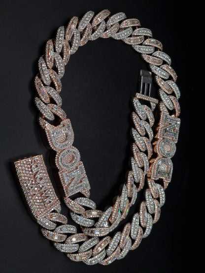 20mm VVS Moissanite Cuban Chain | Rhodium Plated 925 Silver | Round & Emerald Cut Iced Out Chain | Pass Diamond Tester | Hip Hop Jewelry