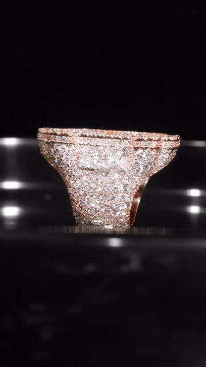 Iced Out Letter "B" Ring for Men in 925 Silver/10K Gold | Custom Hip Hop Initial Ring | Lab Diamond Hip Hop Ring