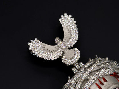 Bleeding Jesus Pendant with Bird Bail | 925 Silver/10K Gold | CZ, Moissanite, Lab Diamond | Hip Hop Bling Religious Necklace