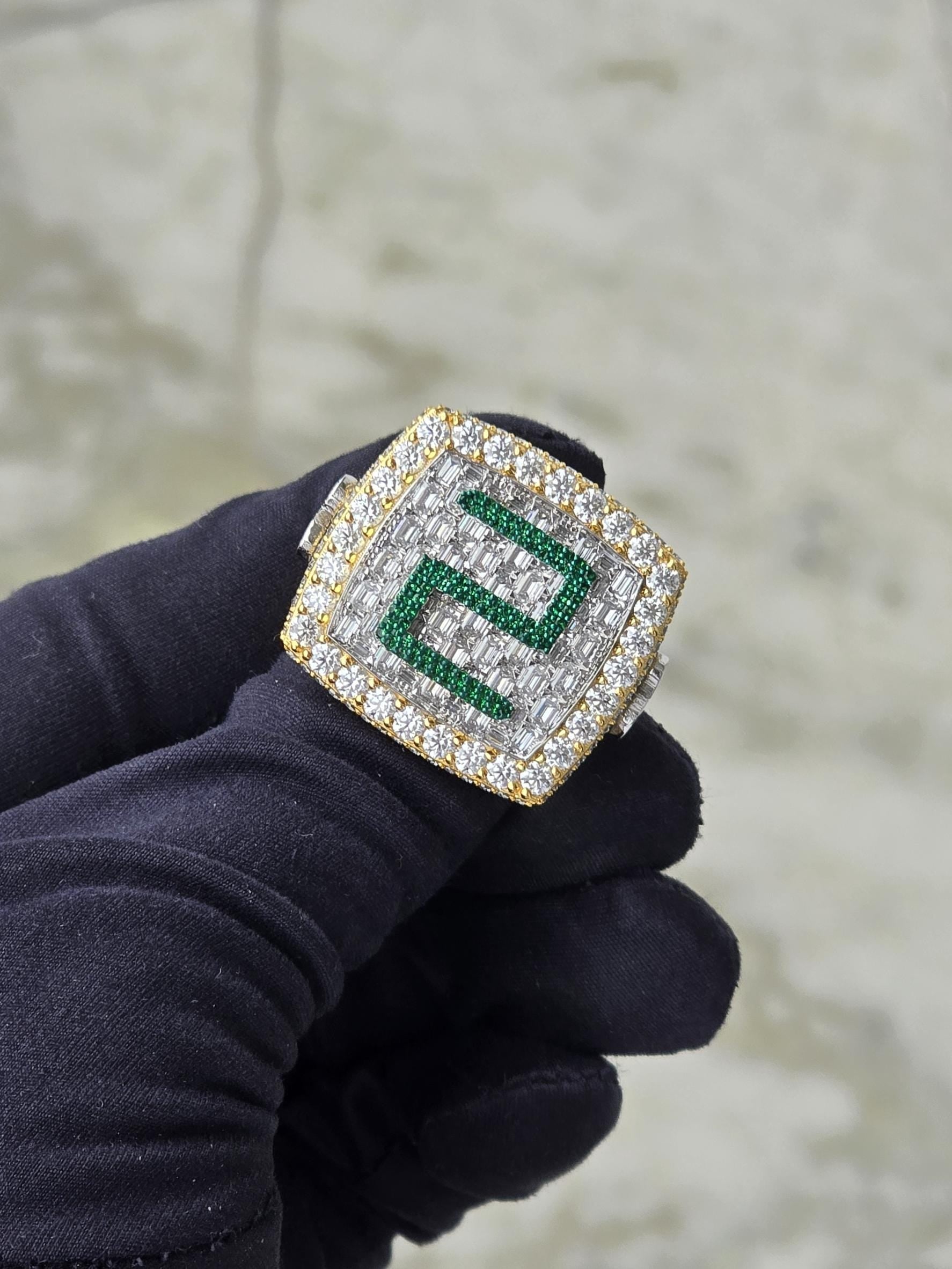 Custom Iced Out Championship Ring, 925 Sterling Silver & VVS Moissanite, Personalized Hip Hop Bling Ring, Men's Statement Jewelry