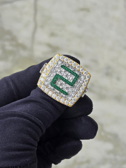 Custom Iced Out Championship Ring, 925 Sterling Silver & VVS Moissanite, Personalized Hip Hop Bling Ring, Men's Statement Jewelry