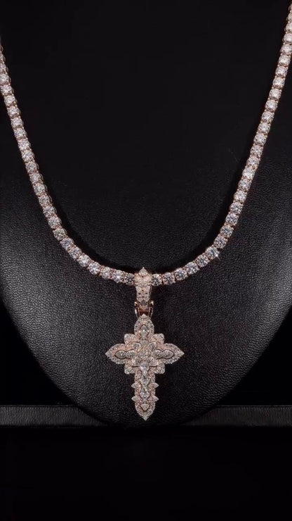 Large Iced Out Cross Pendant Necklace for Men & Women | 925 Silver/10K Gold | CZ, Moissanite, Lab Diamond | Hip Hop Religious Jewelry